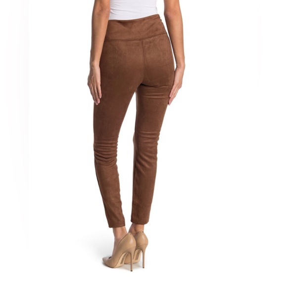 LAUNDRY BY SHELLI SEGAL Pants Faux Suede Leather Pull-On Brown Women’s M - Picture 2 of 10